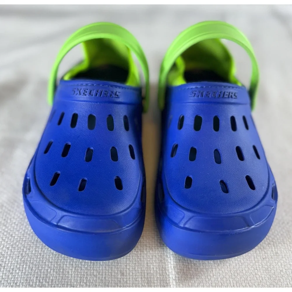 Skechers Shoes Kids Size 8‎ Blue Green Clogs Slip On Lightweight Water Sandals